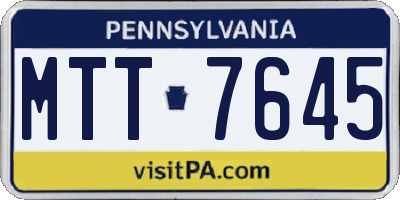 PA license plate MTT7645