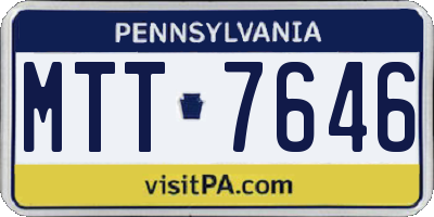 PA license plate MTT7646