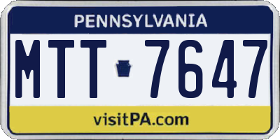 PA license plate MTT7647