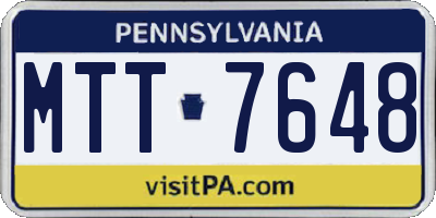PA license plate MTT7648