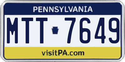 PA license plate MTT7649