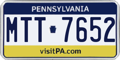 PA license plate MTT7652