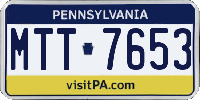 PA license plate MTT7653