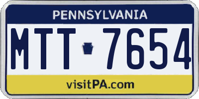 PA license plate MTT7654