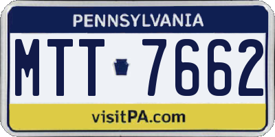 PA license plate MTT7662