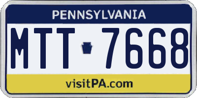 PA license plate MTT7668