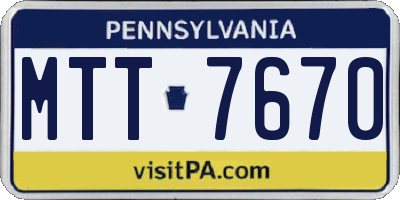 PA license plate MTT7670