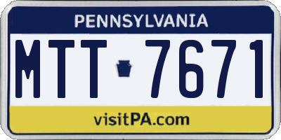 PA license plate MTT7671