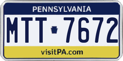 PA license plate MTT7672