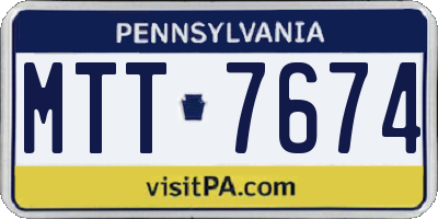 PA license plate MTT7674