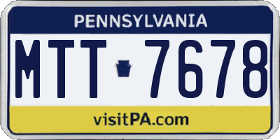 PA license plate MTT7678