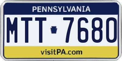 PA license plate MTT7680