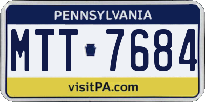PA license plate MTT7684