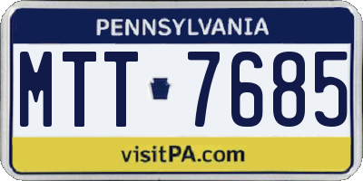 PA license plate MTT7685