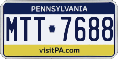 PA license plate MTT7688