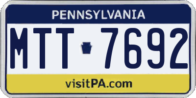 PA license plate MTT7692