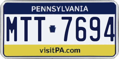 PA license plate MTT7694