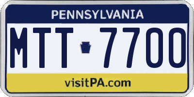 PA license plate MTT7700