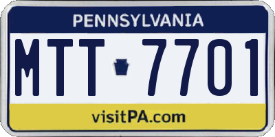 PA license plate MTT7701