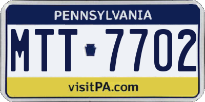PA license plate MTT7702