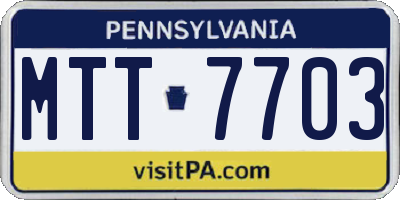 PA license plate MTT7703