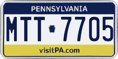 PA license plate MTT7705
