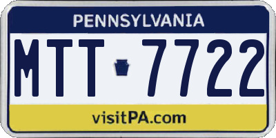 PA license plate MTT7722
