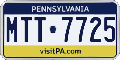 PA license plate MTT7725