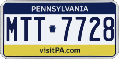 PA license plate MTT7728