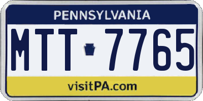 PA license plate MTT7765