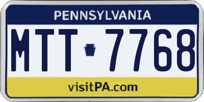 PA license plate MTT7768