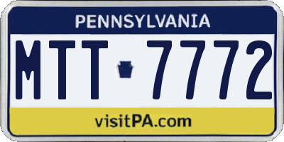 PA license plate MTT7772
