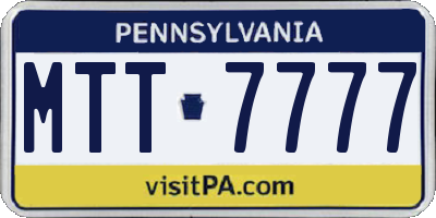 PA license plate MTT7777