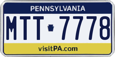 PA license plate MTT7778