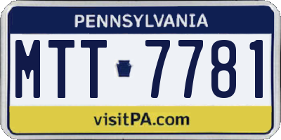 PA license plate MTT7781
