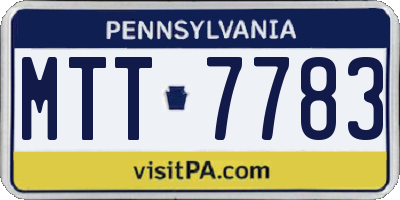 PA license plate MTT7783