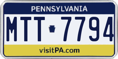PA license plate MTT7794