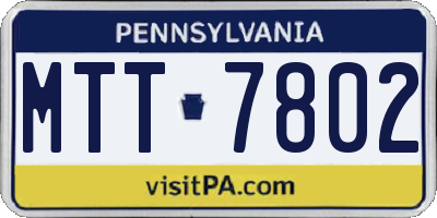 PA license plate MTT7802