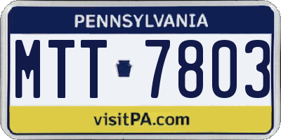 PA license plate MTT7803