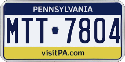 PA license plate MTT7804