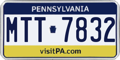 PA license plate MTT7832