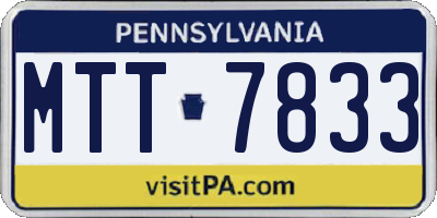 PA license plate MTT7833
