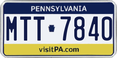 PA license plate MTT7840