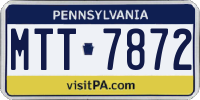 PA license plate MTT7872