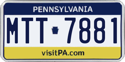 PA license plate MTT7881