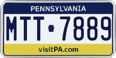 PA license plate MTT7889