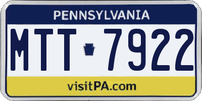 PA license plate MTT7922