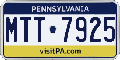 PA license plate MTT7925