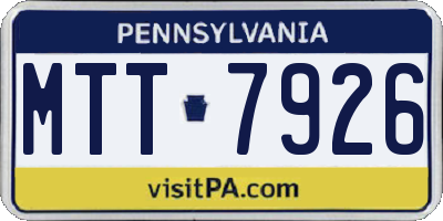 PA license plate MTT7926