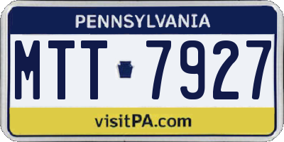 PA license plate MTT7927